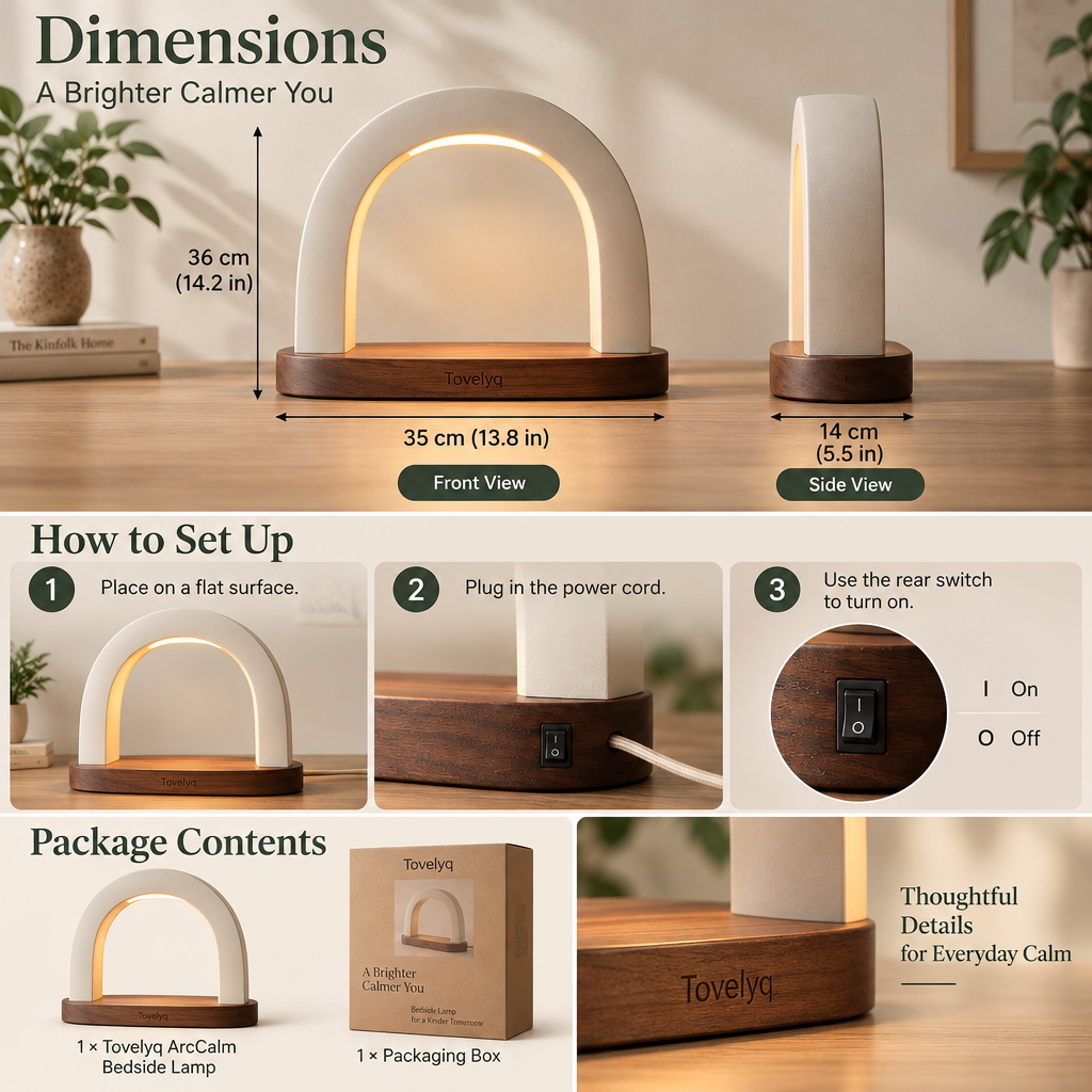 Tovelyq ArcCalm Minimalist Arch Bedside Lamp image 6
