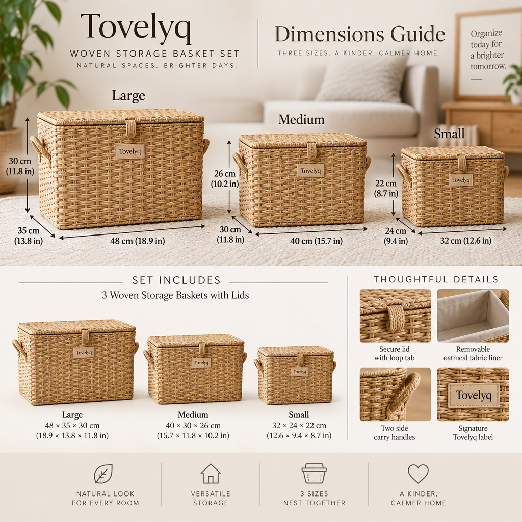 Tovelyq WovenHaven Woven Lidded Storage Basket Set image 6