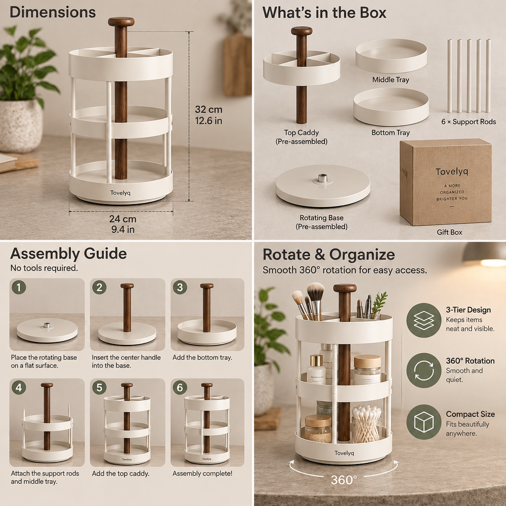 Tovelyq OrbitCaddy Rotating Desktop Organizer image 6