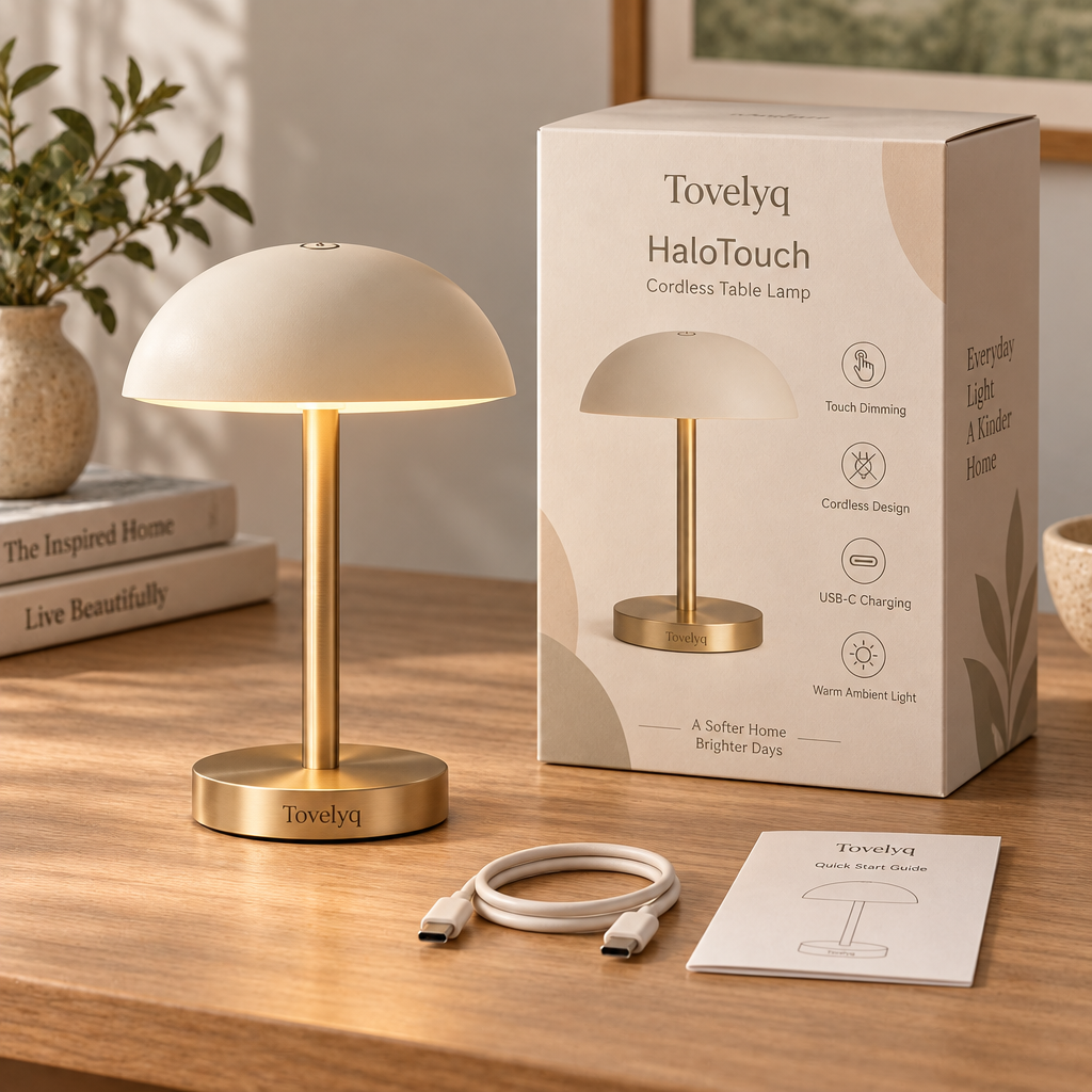 Tovelyq HaloTouch Rechargeable Touch Ambient Table Lamp image 2