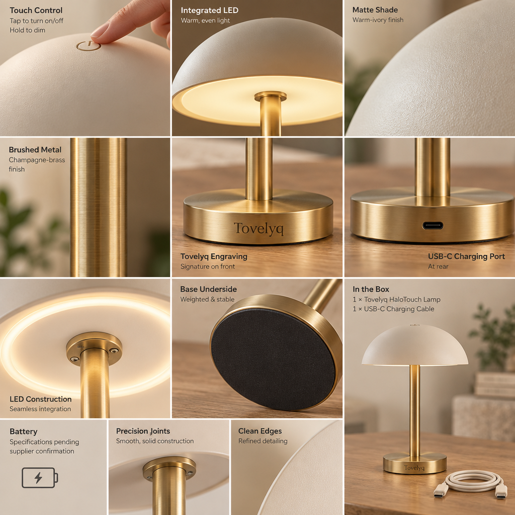 Tovelyq HaloTouch Rechargeable Touch Ambient Table Lamp image 4