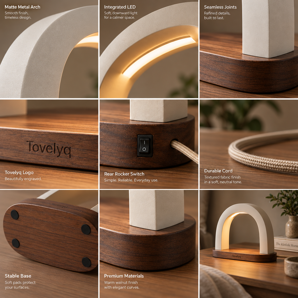 Tovelyq ArcCalm Minimalist Arch Bedside Lamp image 4