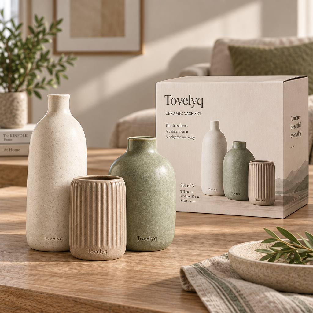 Tovelyq NordicVessel Nordic Ceramic Vase Set image 2