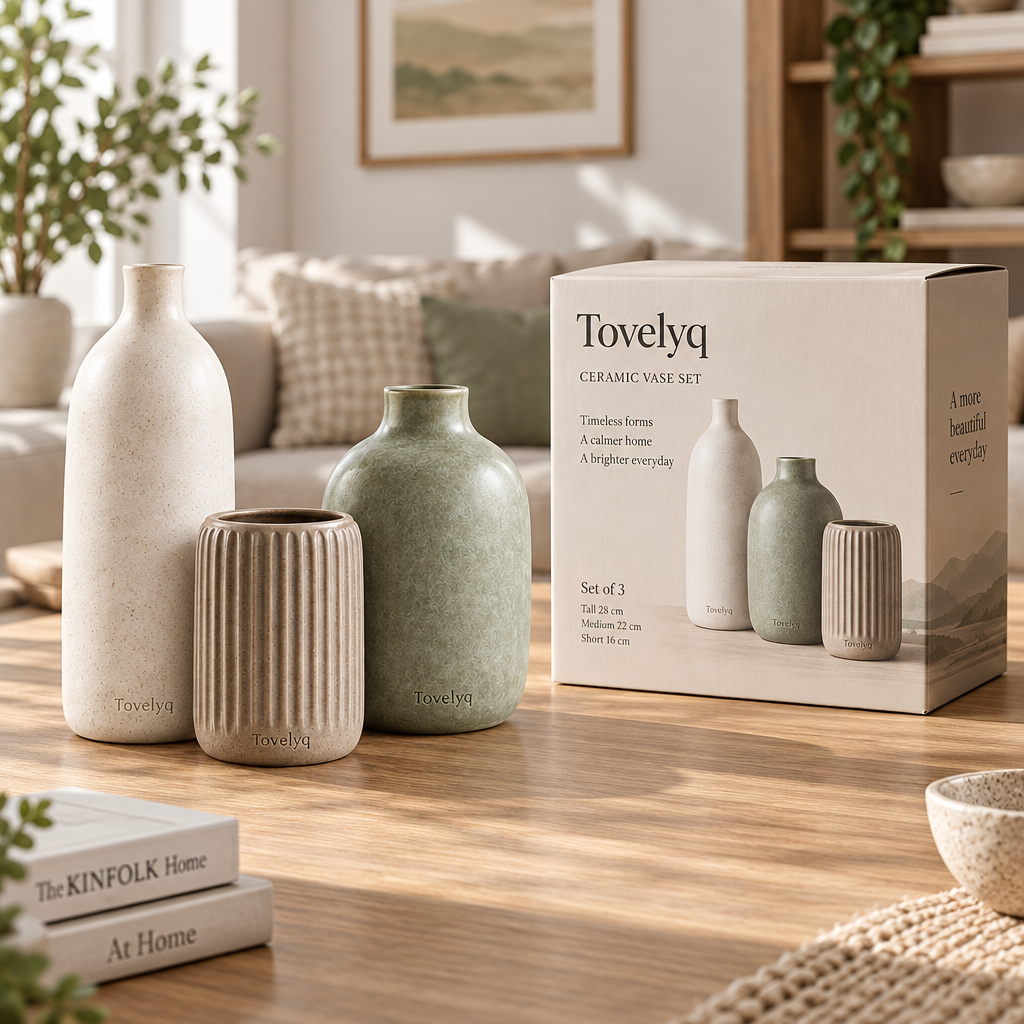 Tovelyq NordicVessel Nordic Ceramic Vase Set image 5