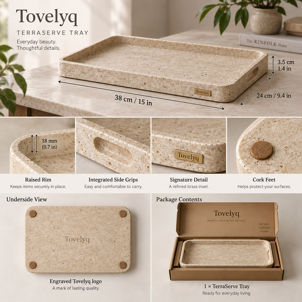 Tovelyq TerraServe Natural Texture Decorative Tray image 6