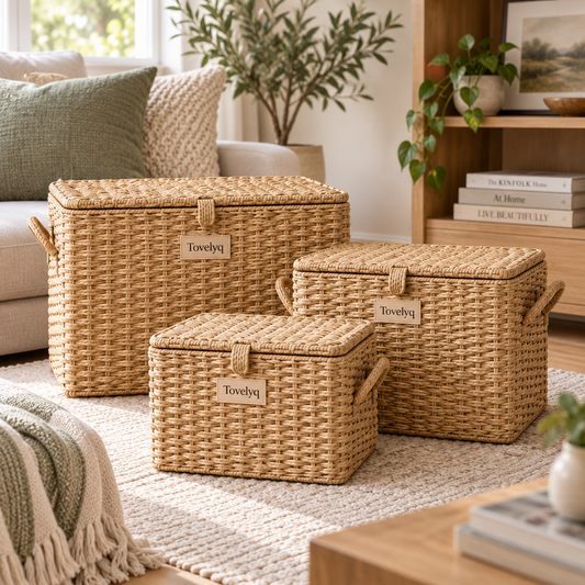 Tovelyq WovenHaven Woven Lidded Storage Basket Set product view