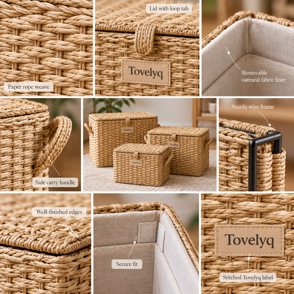 Tovelyq WovenHaven Woven Lidded Storage Basket Set image 4