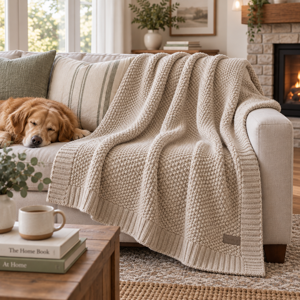 Tovelyq KnitNest Soft Knitted Sofa Throw product view