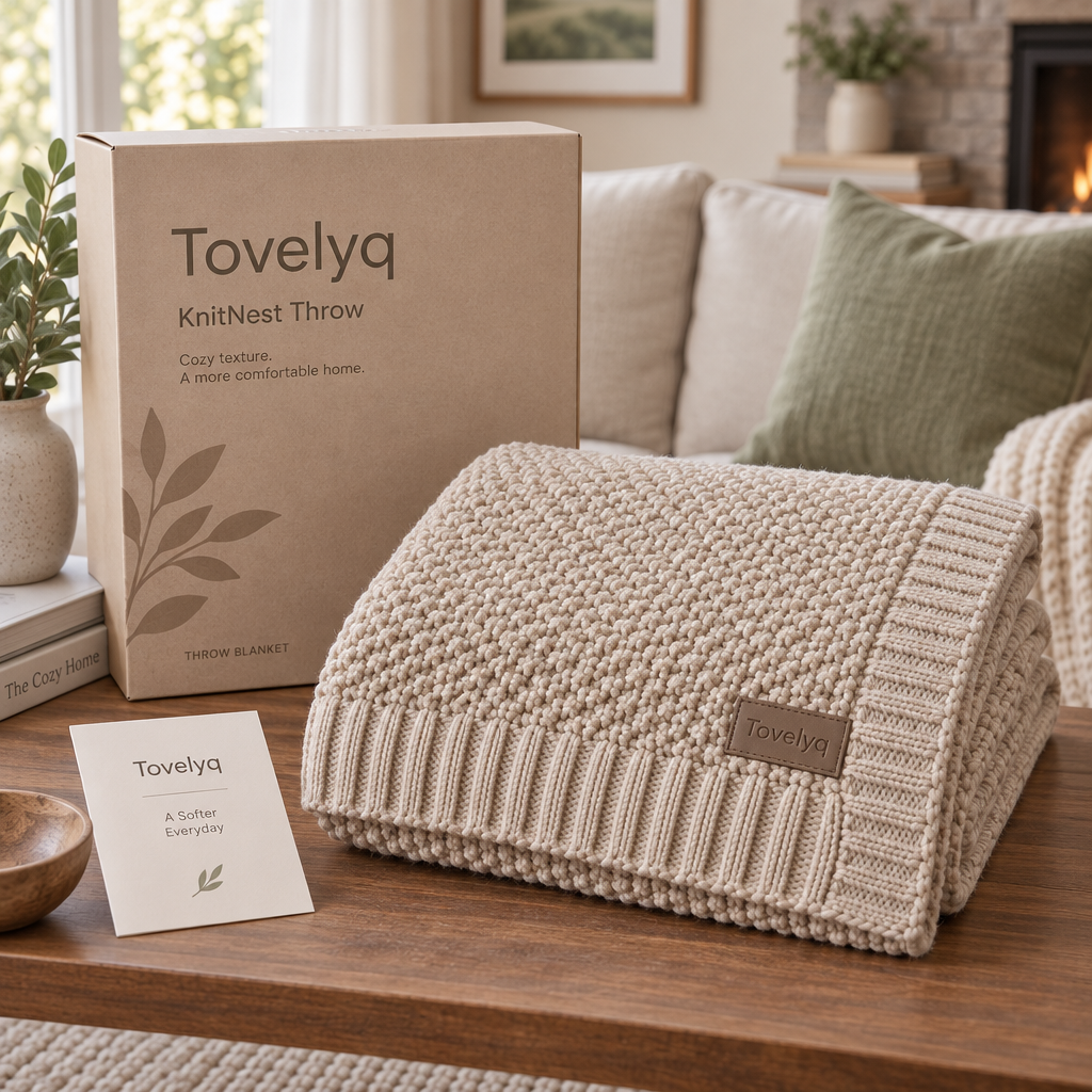Tovelyq KnitNest Soft Knitted Sofa Throw image 2