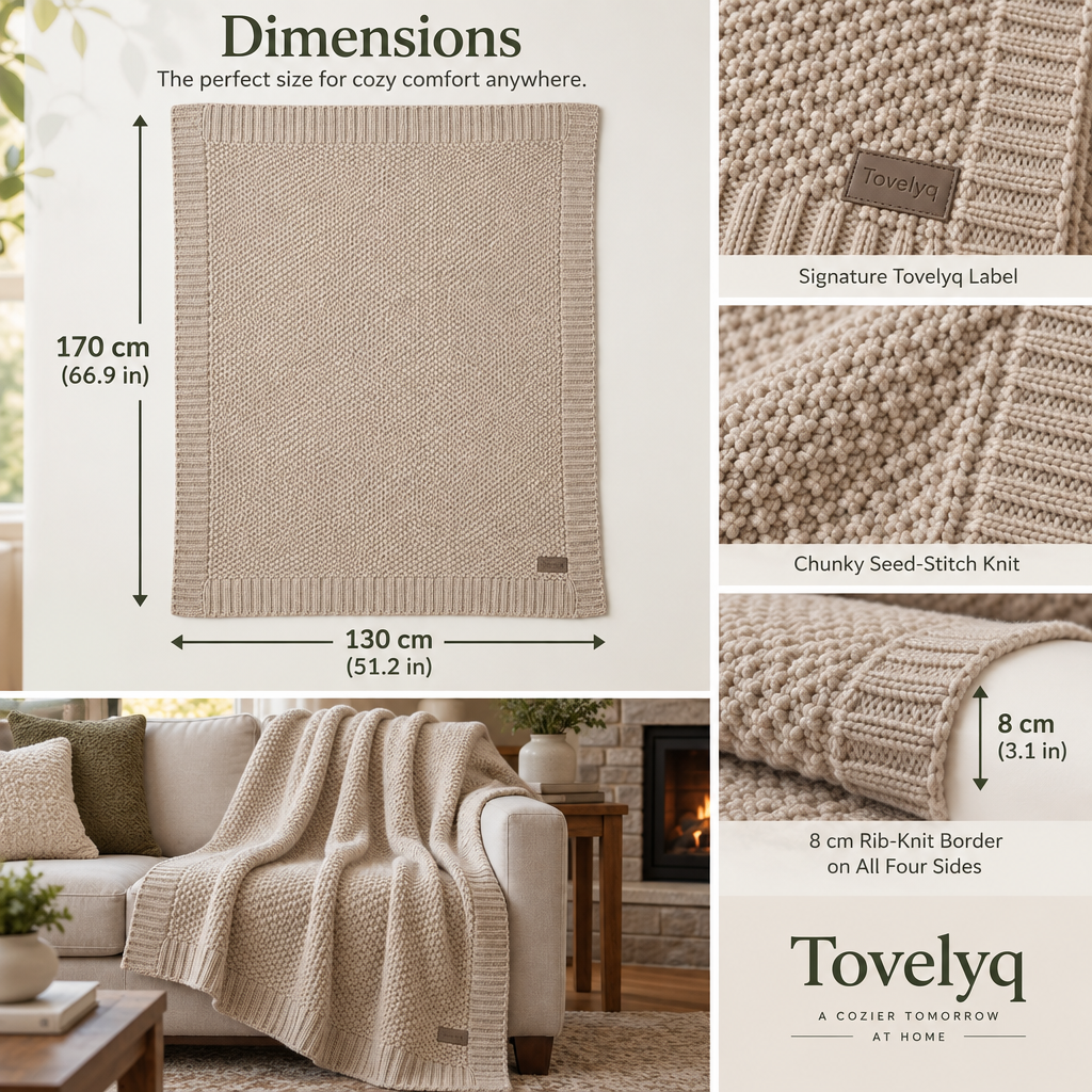 Tovelyq KnitNest Soft Knitted Sofa Throw image 6