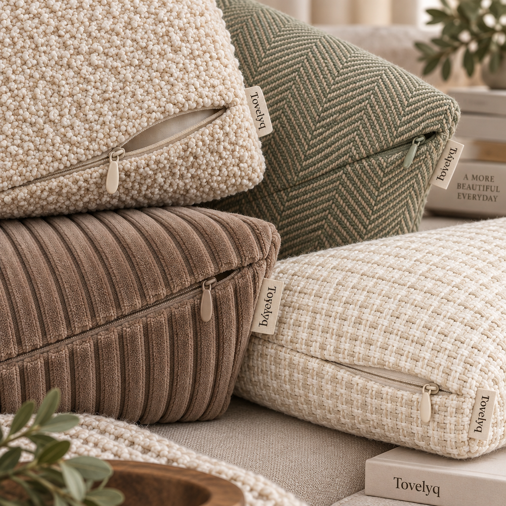 Tovelyq TextureQuartet Premium Textured Cushion Cover Four-Piece Set image 4