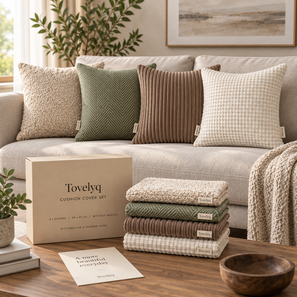 Tovelyq TextureQuartet Premium Textured Cushion Cover Four-Piece Set image 5