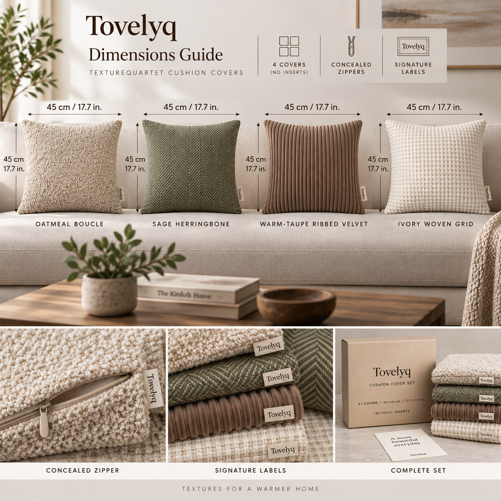 Tovelyq TextureQuartet Premium Textured Cushion Cover Four-Piece Set image 6