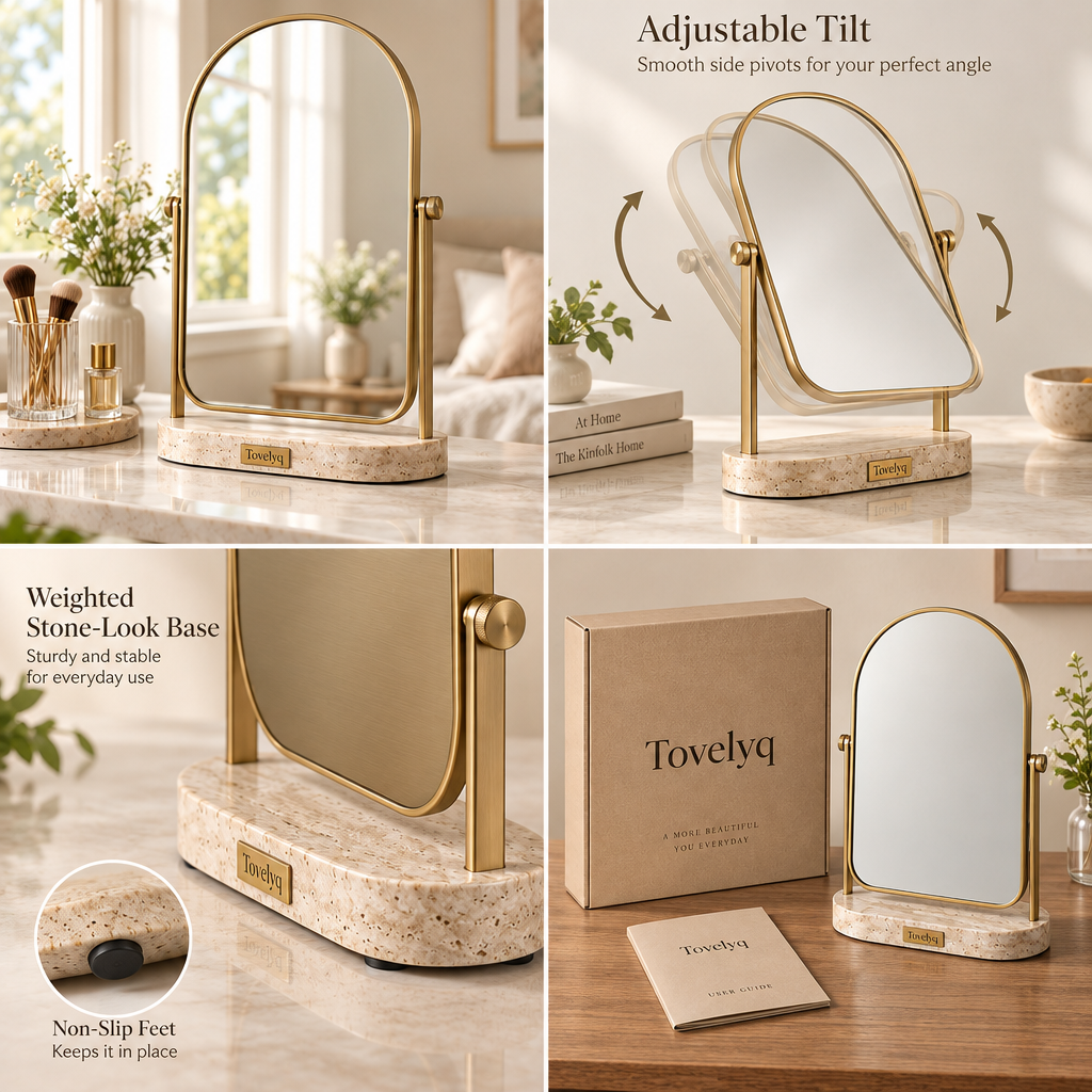Tovelyq ArchReflect Arched Desktop Vanity Mirror image 3