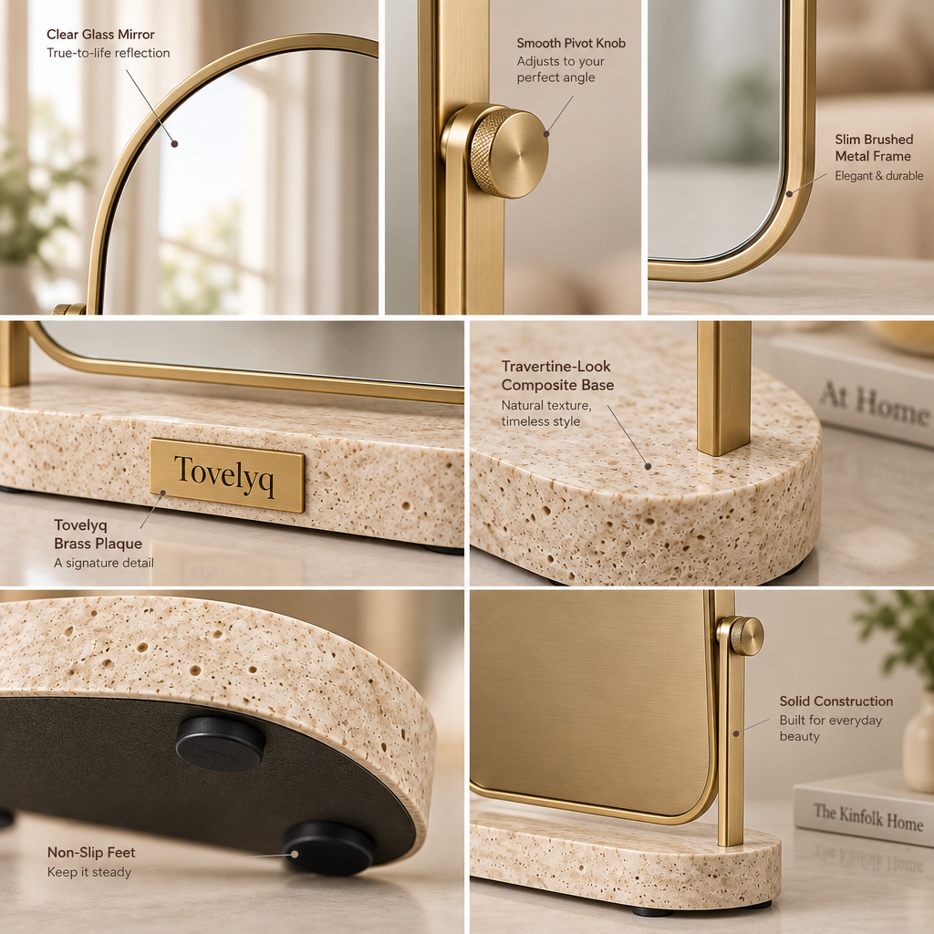 Tovelyq ArchReflect Arched Desktop Vanity Mirror image 4